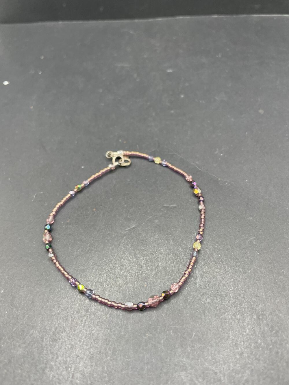 Purple & Pink Purple and Pink Crystal Seed Bead Bracelet Elegant Preppy Sz 9